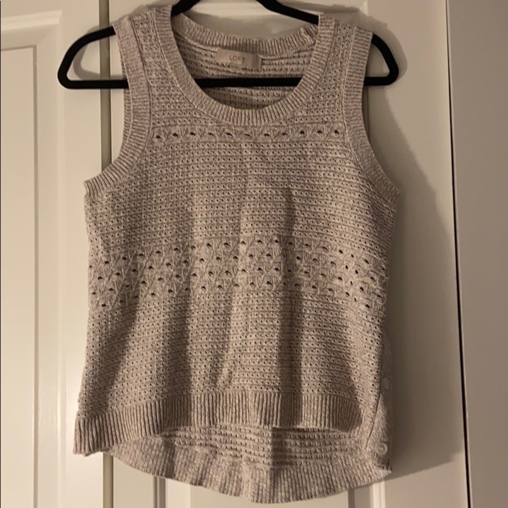 Loft knit tan tank top with button on sides